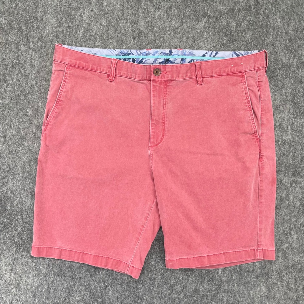 Tommy Bahama Boracay Shorts Mens 42x10 Coral Pink Chino Stretch Flat Front